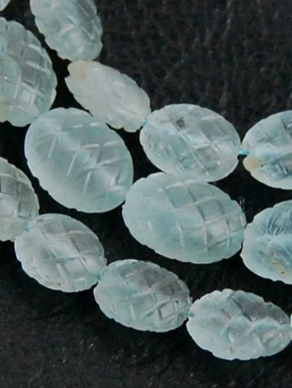 Aquamarine Carved Bead Strand 8pc